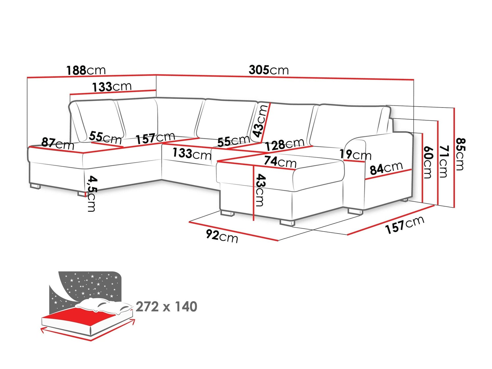 Hjørnesofa Comfivo 189 3976200