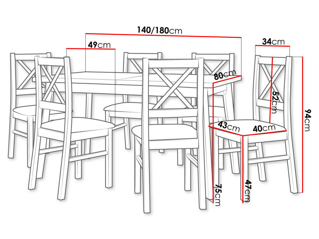 Spisestue-sæt Victorville 295 3976484