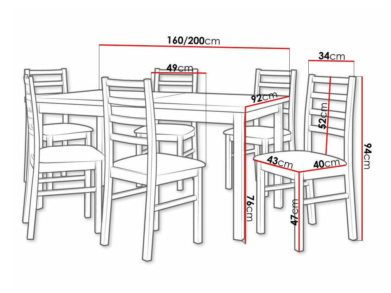 Spisestue-sæt Victorville 261 3978769