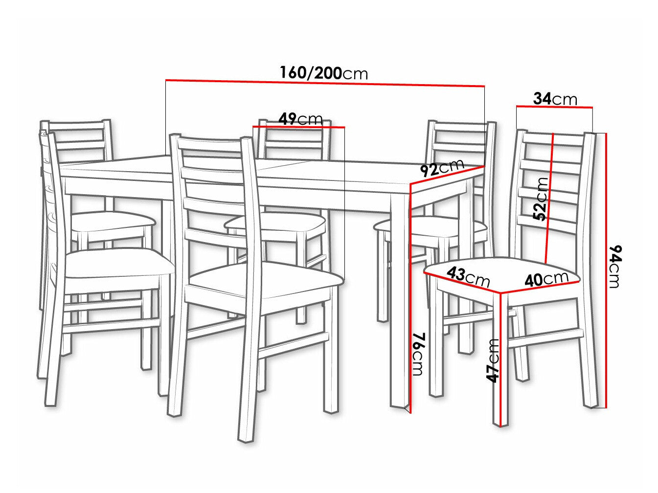 Spisestue-sæt Victorville 261 3978774