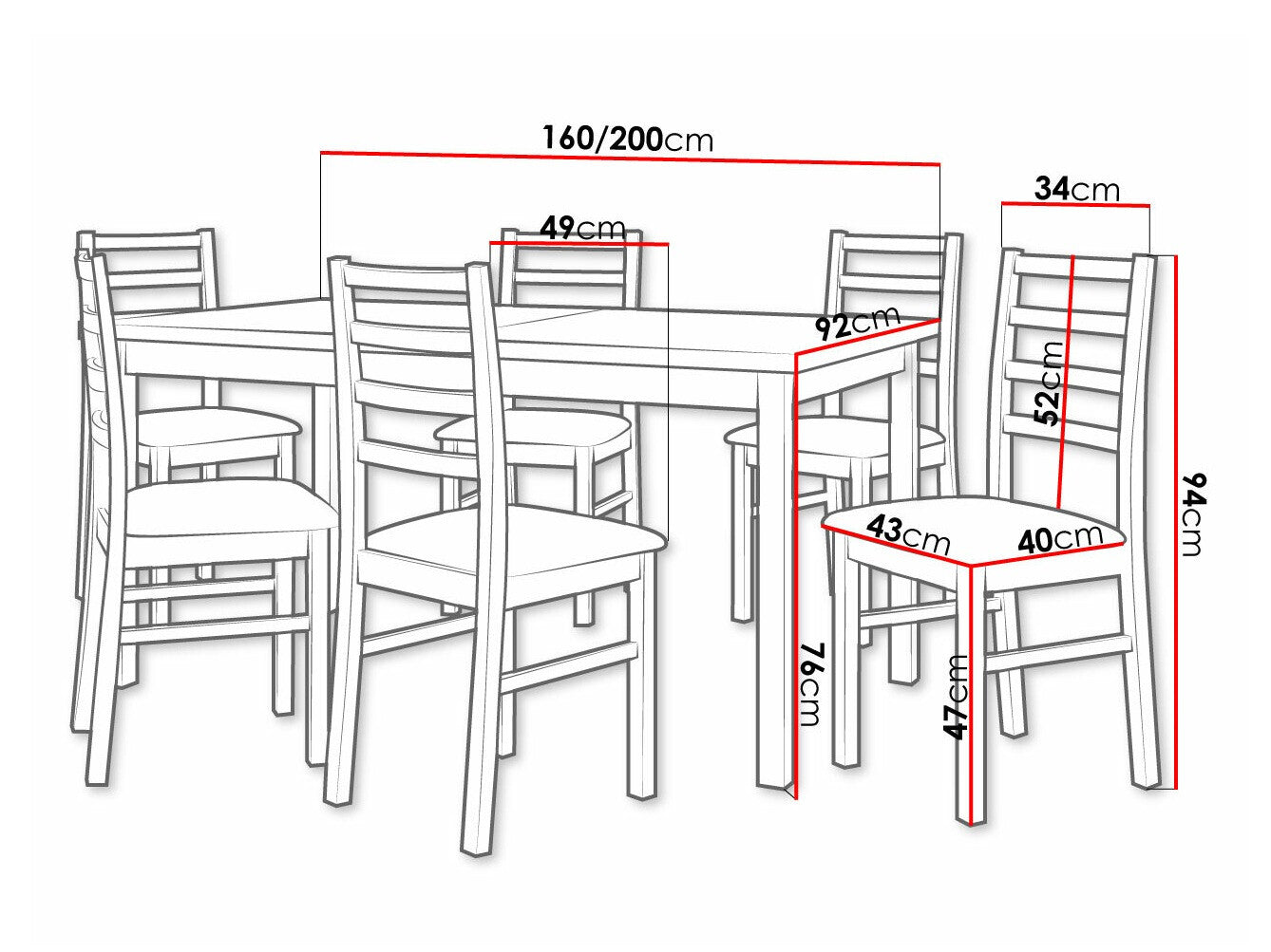 Spisestue-sæt Victorville 261 3978776