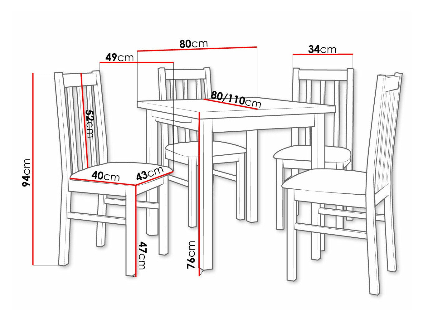 Spisestue-sæt Victorville 263 3978796