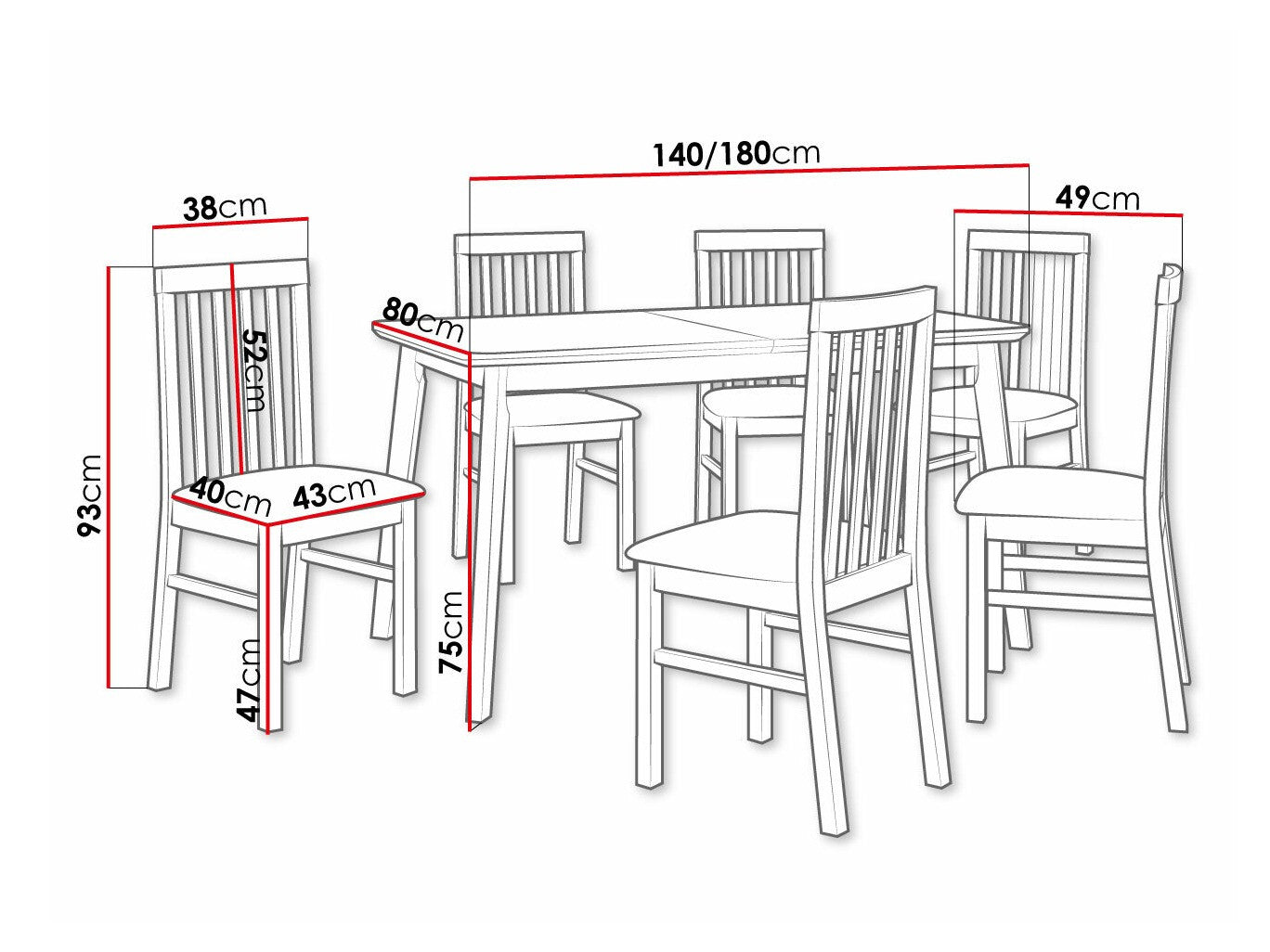 Spisestue-sæt Victorville 267 3978819