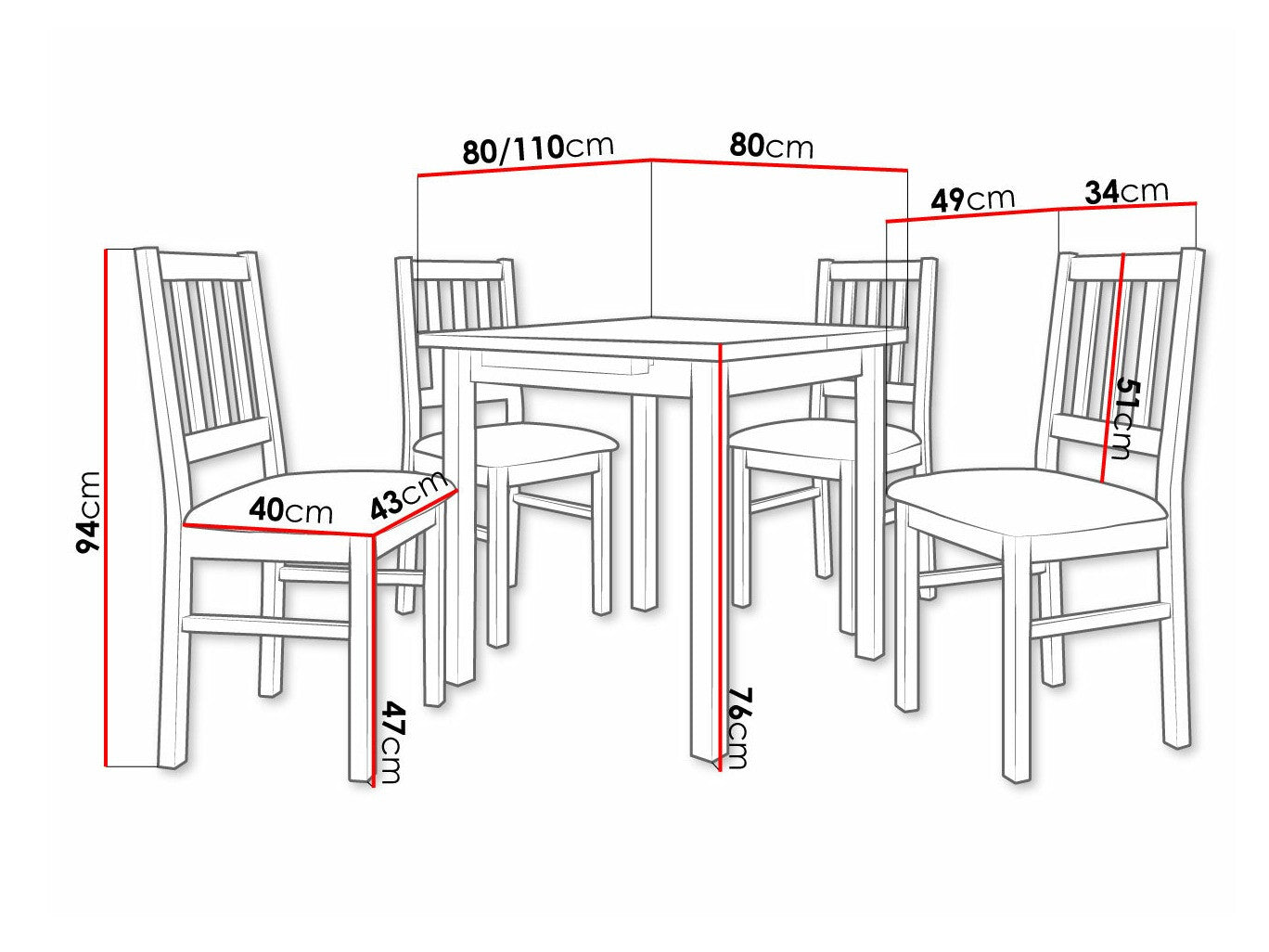 Spisestue-sæt Victorville 275 3978844
