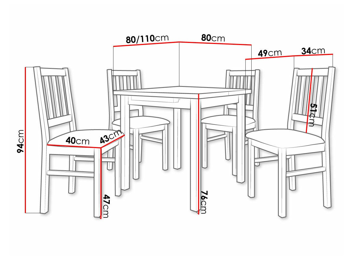 Spisestue-sæt Victorville 275 3978845