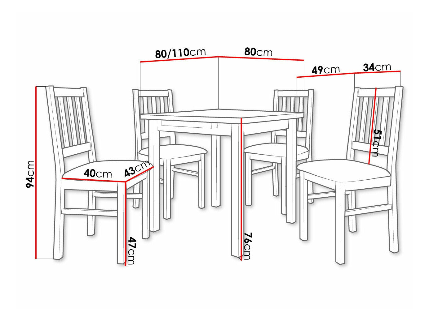 Spisestue-sæt Victorville 275 3978846
