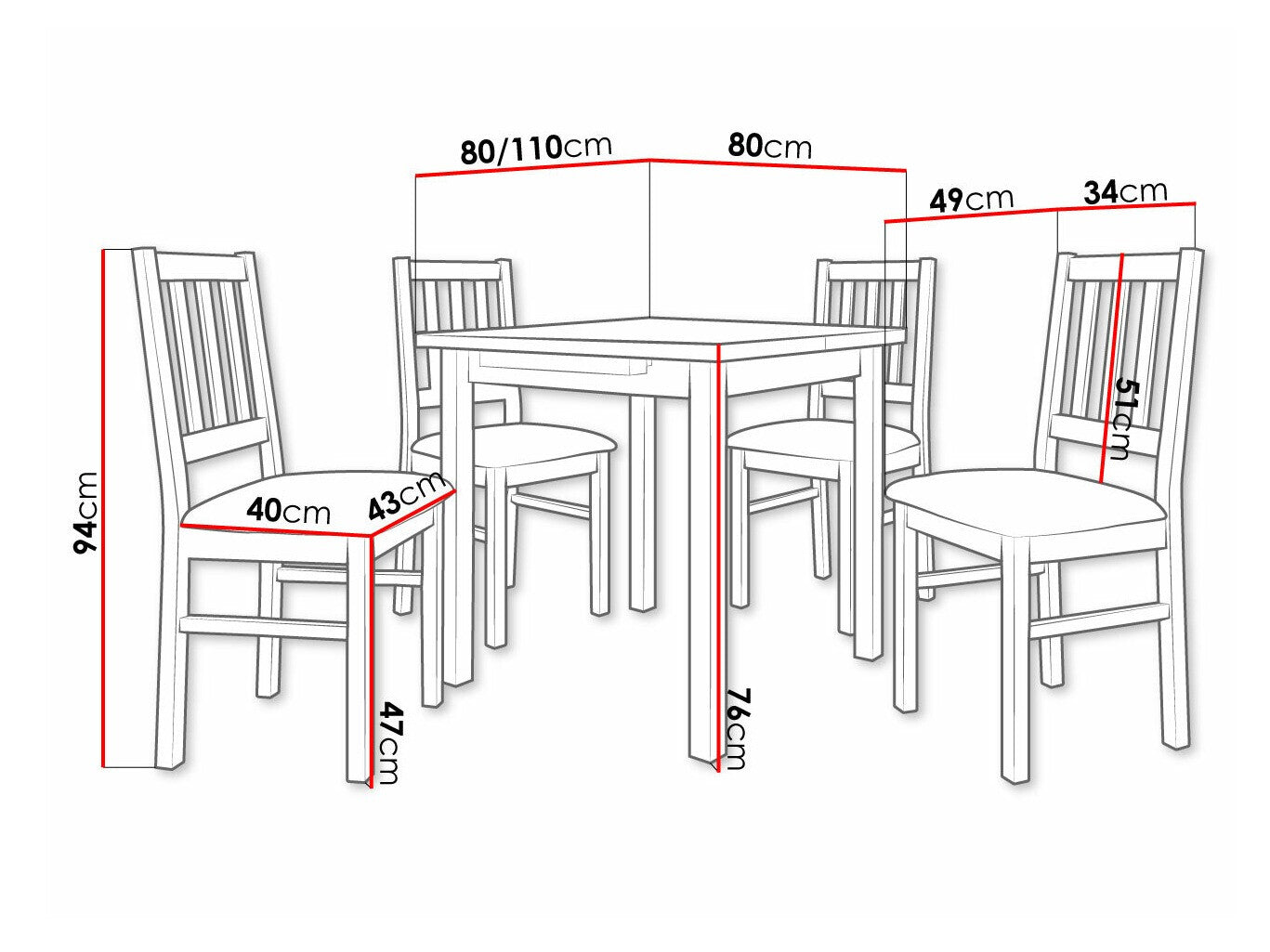 Spisestue-sæt Victorville 275 3978848