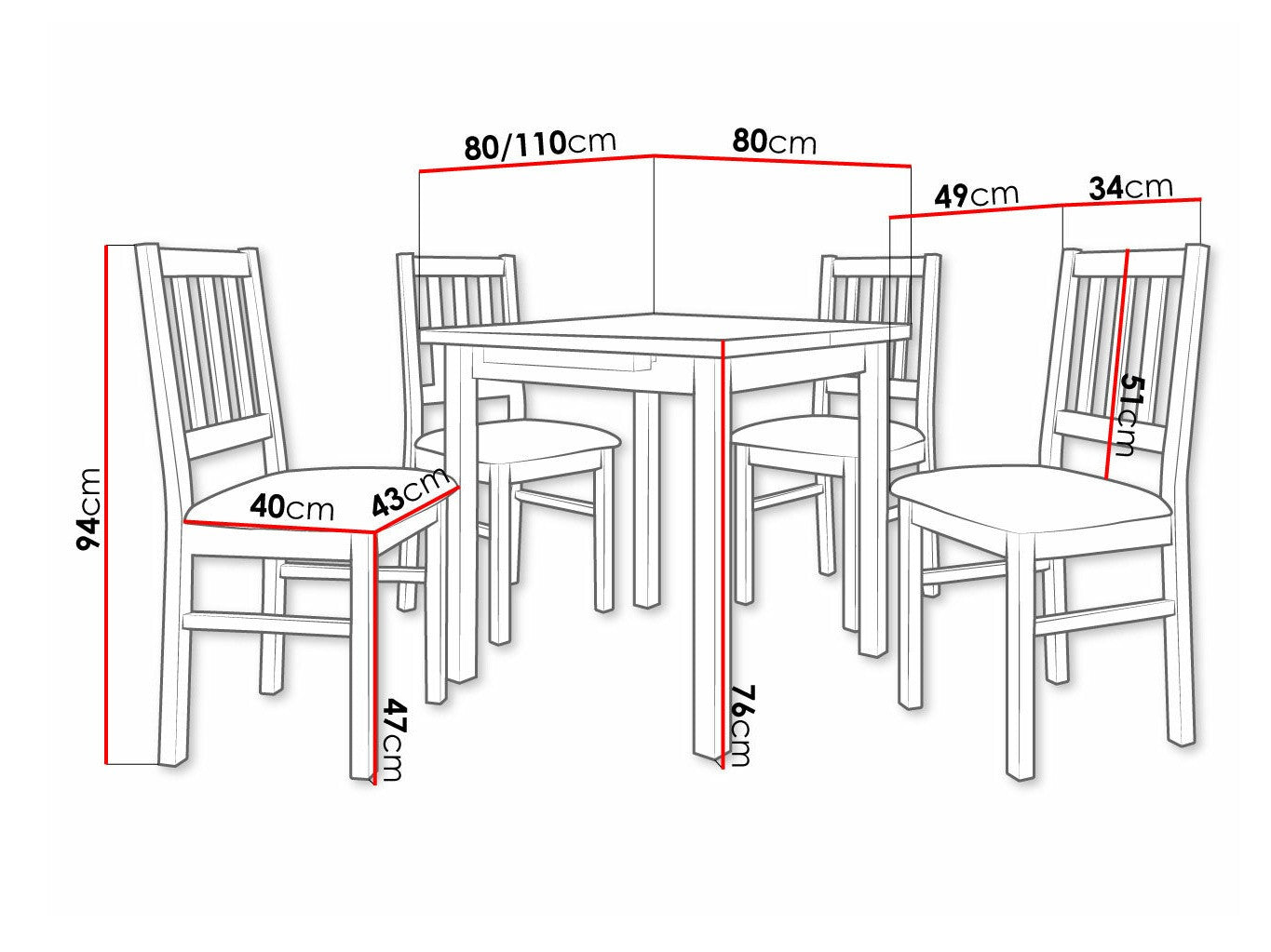 Spisestue-sæt Victorville 275 3978849