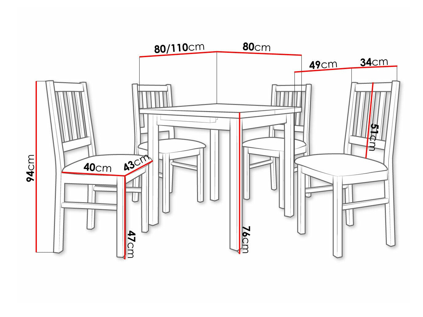 Spisestue-sæt Victorville 275 3978852