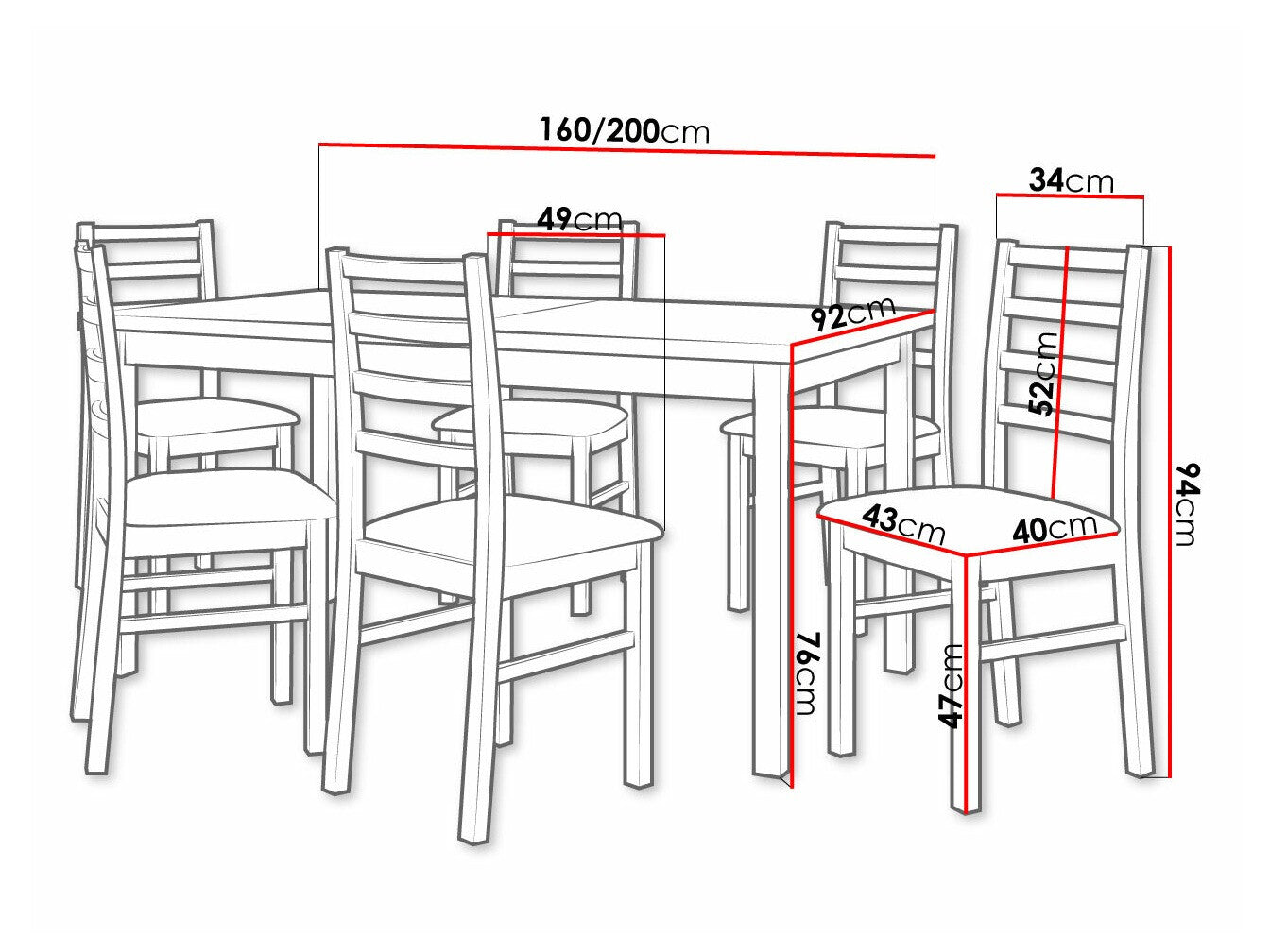 Spisestue-sæt Victorville 307 3980538