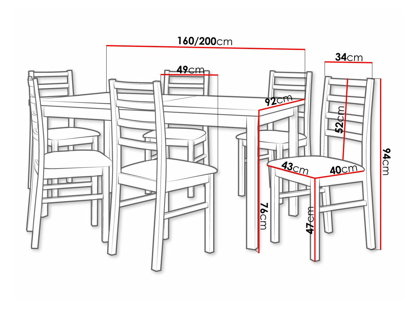 Spisestue-sæt Victorville 307 3980539