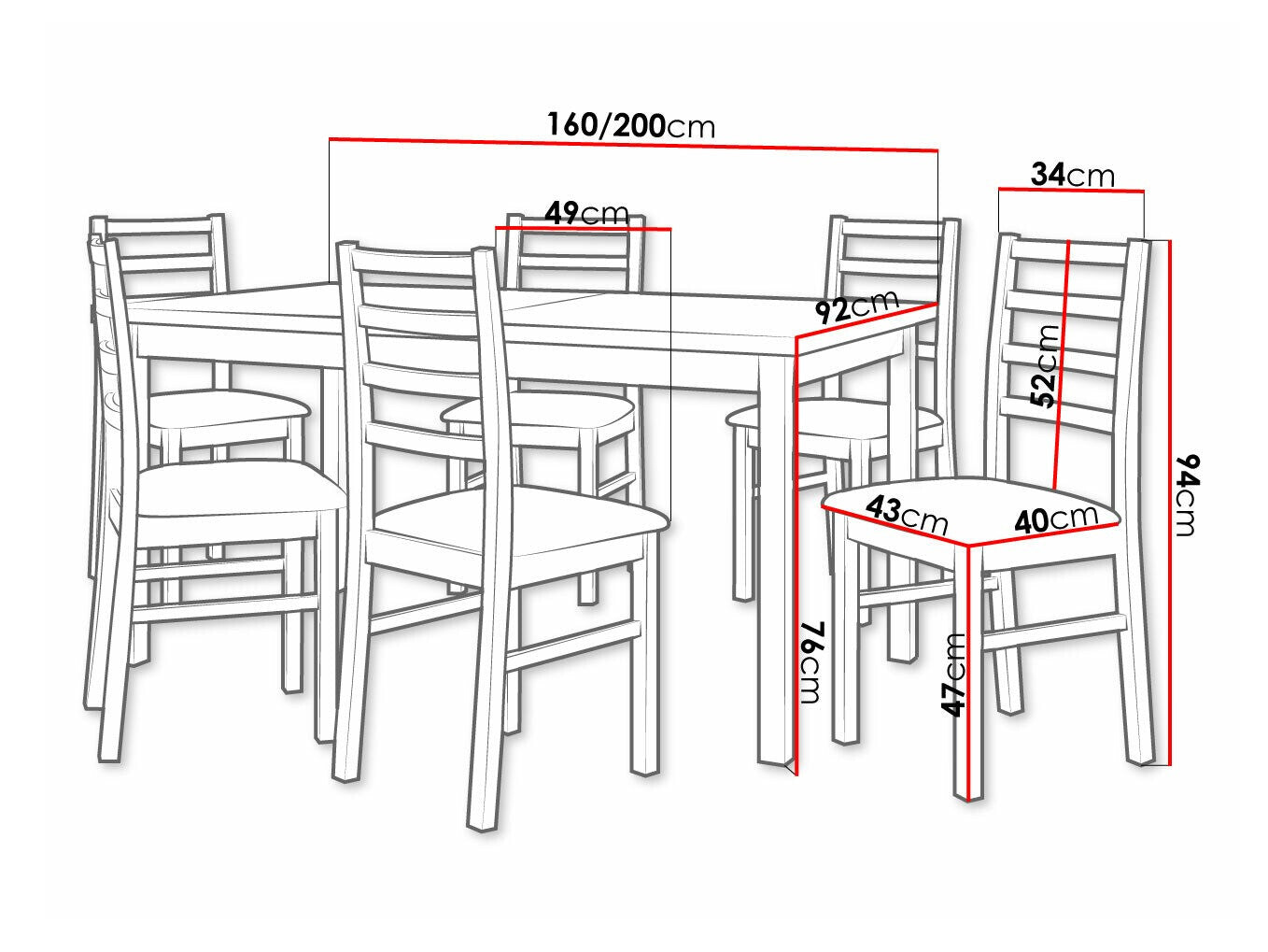 Spisestue-sæt Victorville 307 3980540