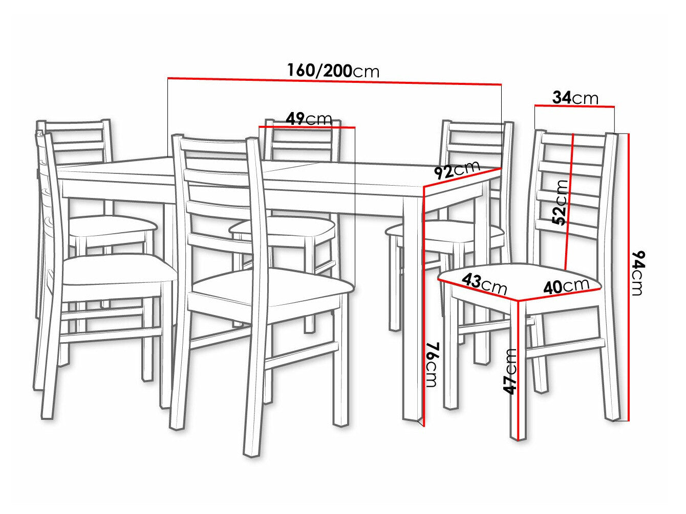 Spisestue-sæt Victorville 307 3980541