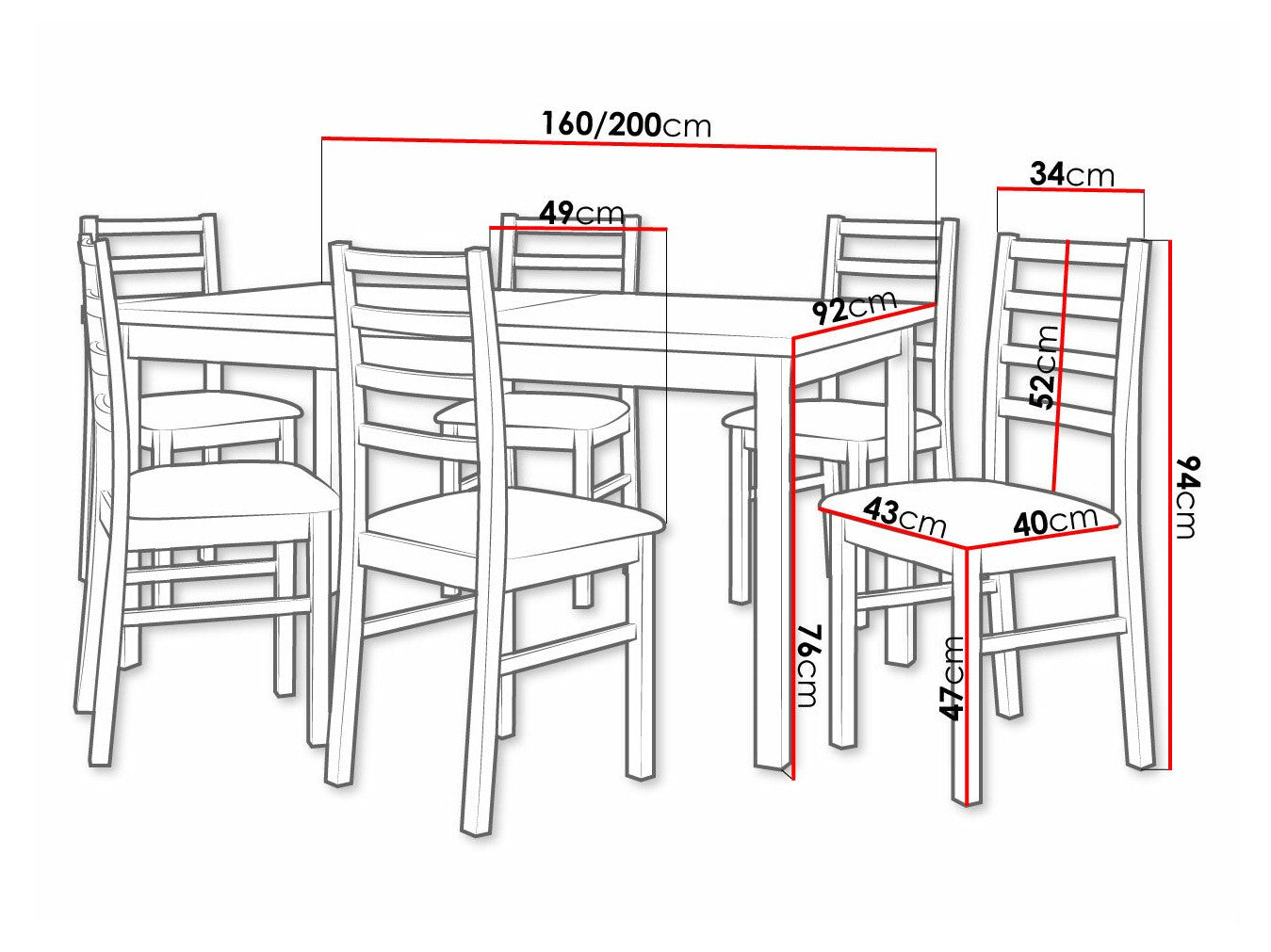 Spisestue-sæt Victorville 307 3980542