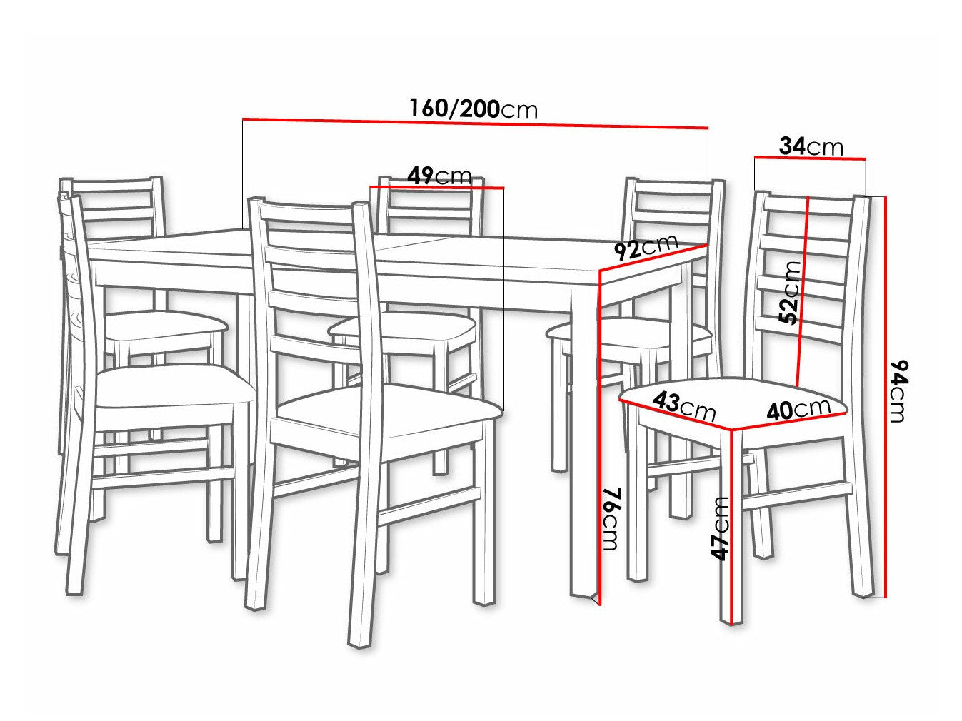 Spisestue-sæt Victorville 307 3980544