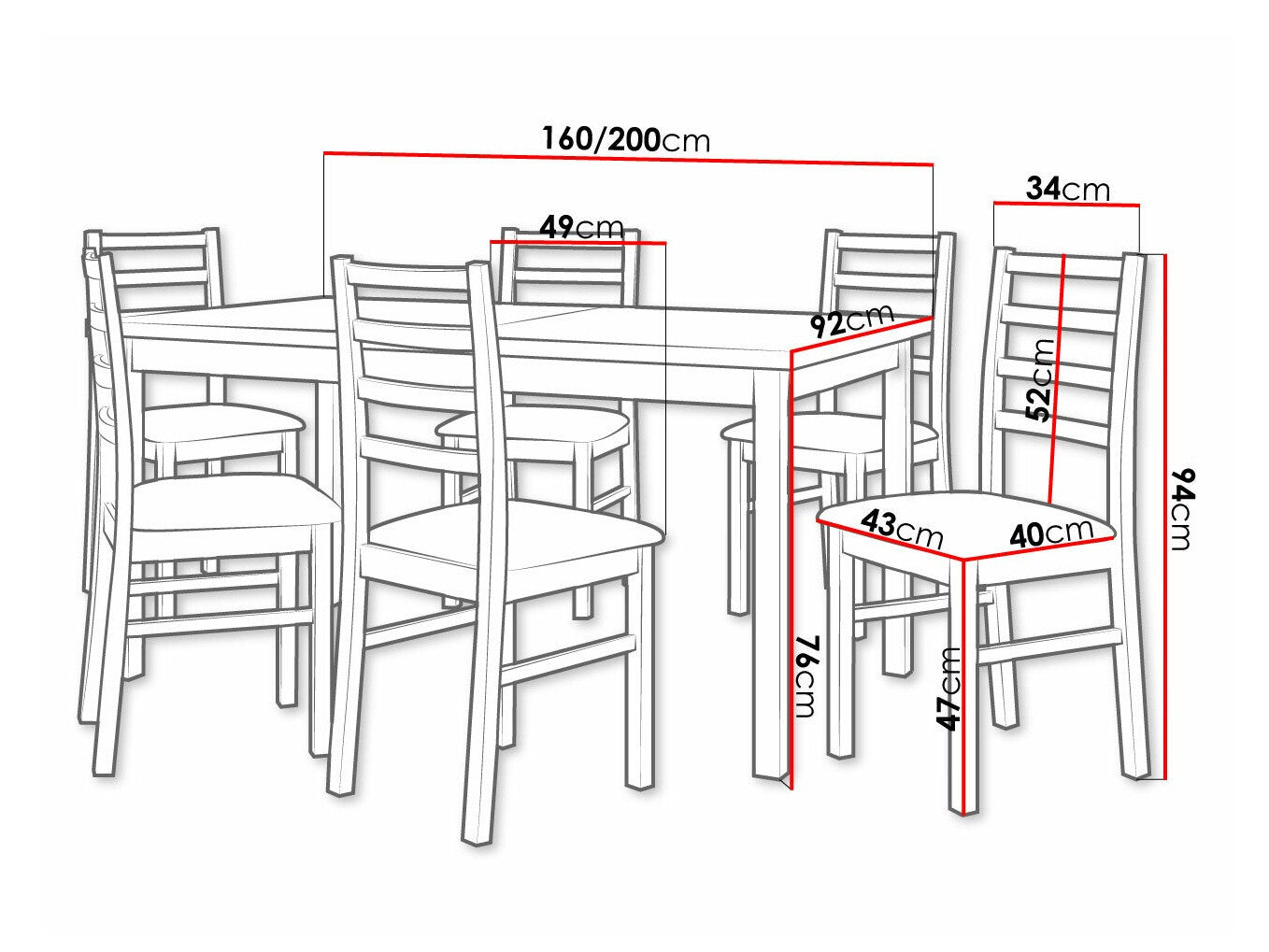 Spisestue-sæt Victorville 307 3980548