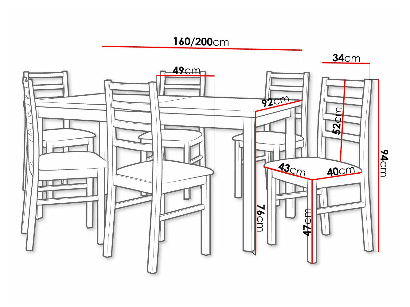 Spisestue-sæt Victorville 307 3980549
