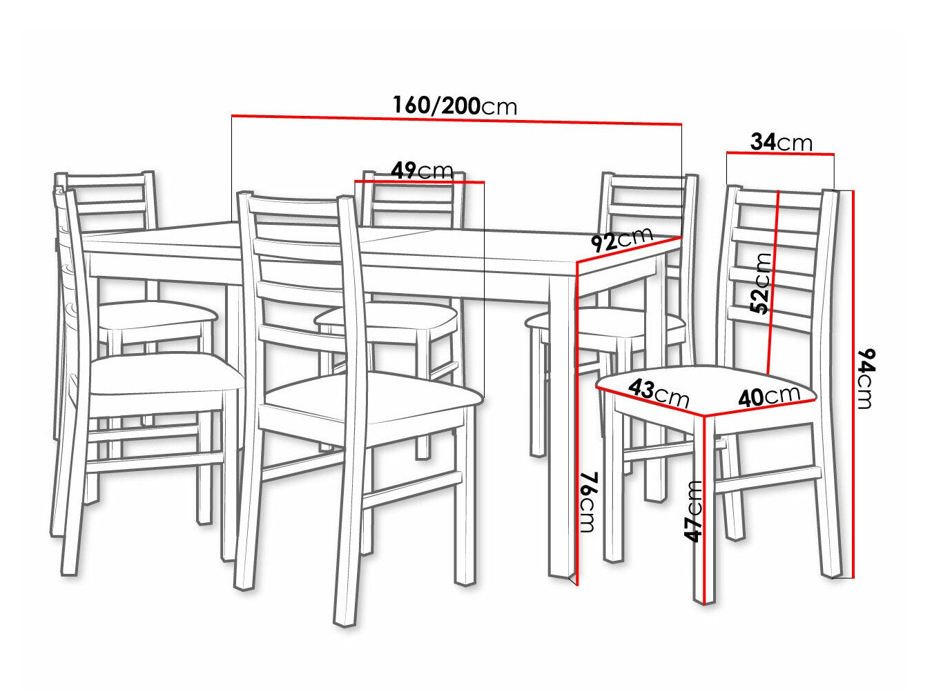 Spisestue-sæt Victorville 307 3980550