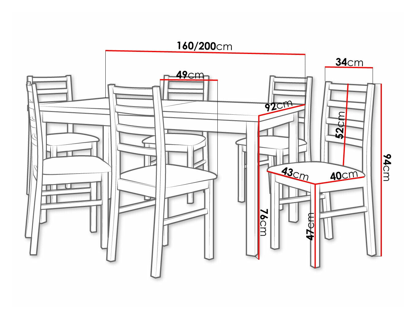 Spisestue-sæt Victorville 307 3980551