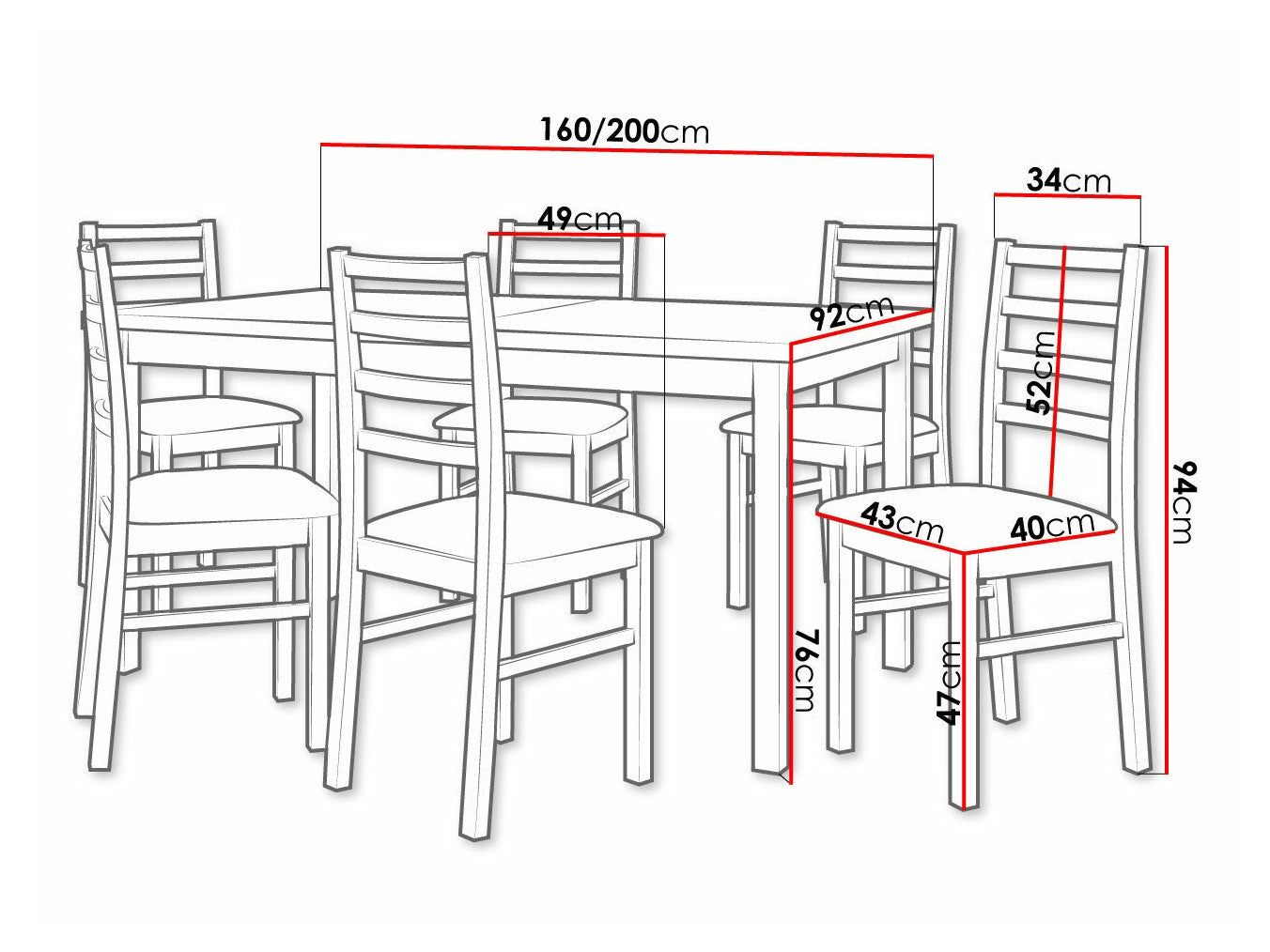 Spisestue-sæt Victorville 307 3980552