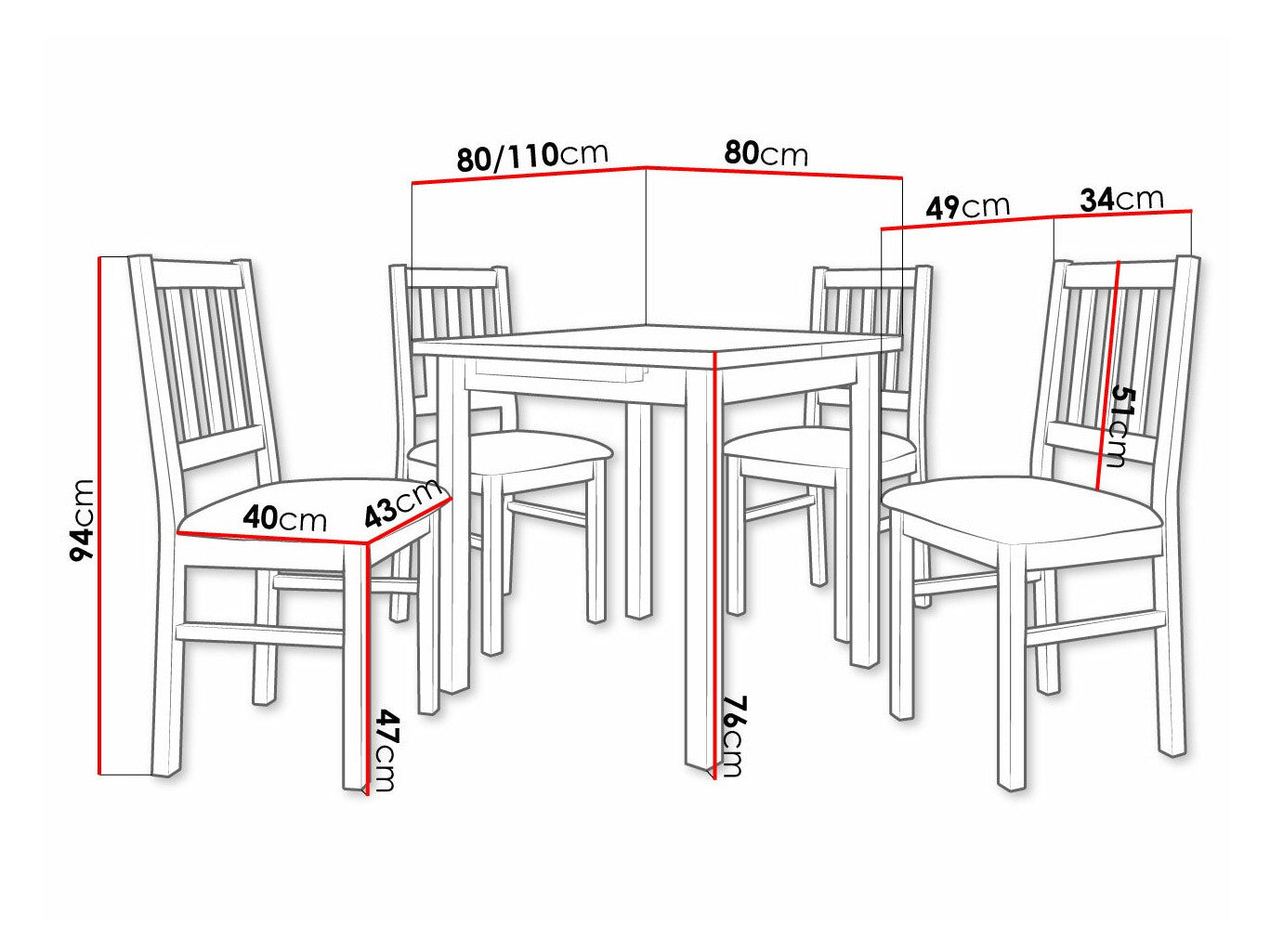 Spisestue-sæt Victorville 314 3980681