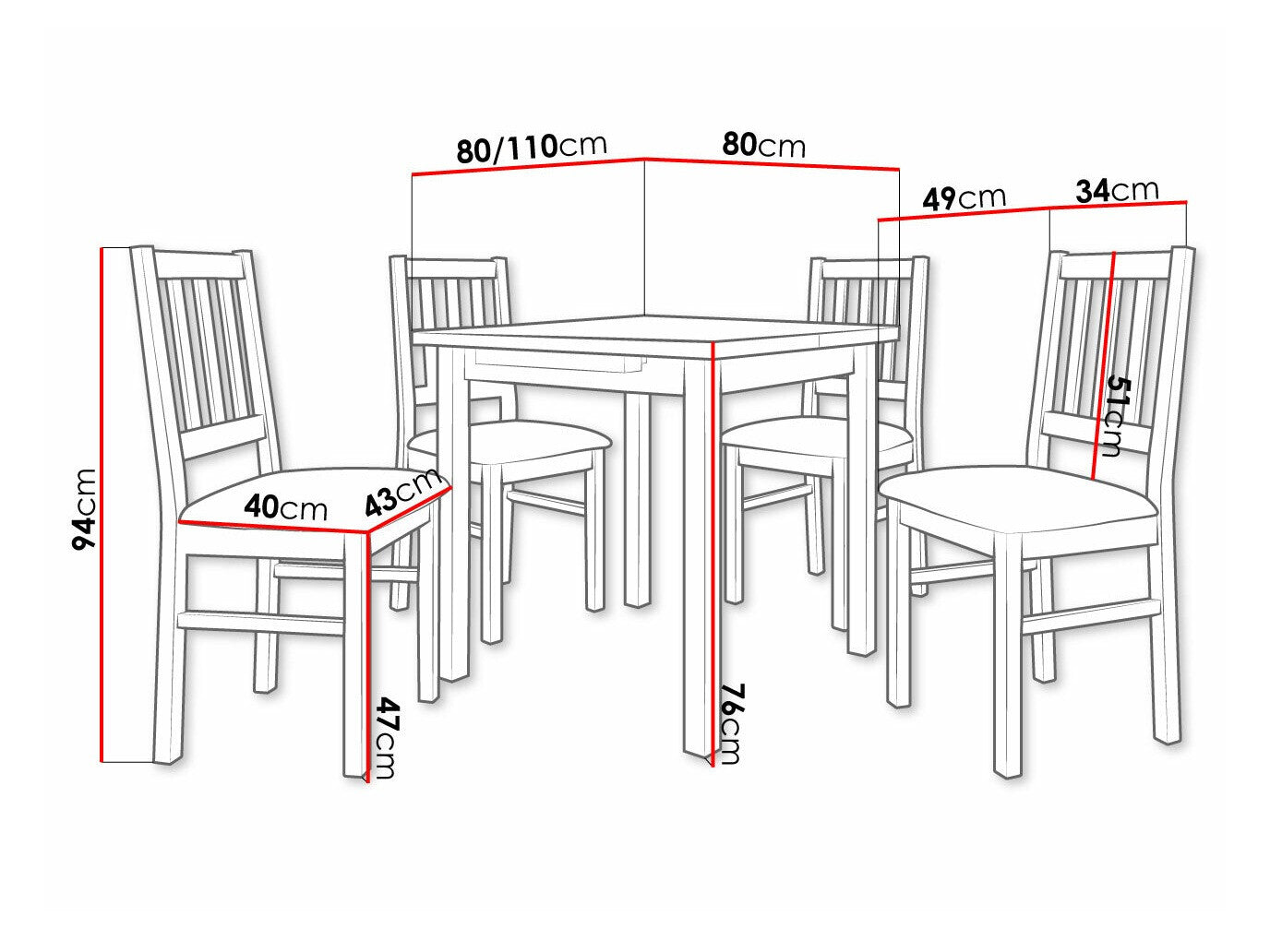 Spisestue-sæt Victorville 314 3980683