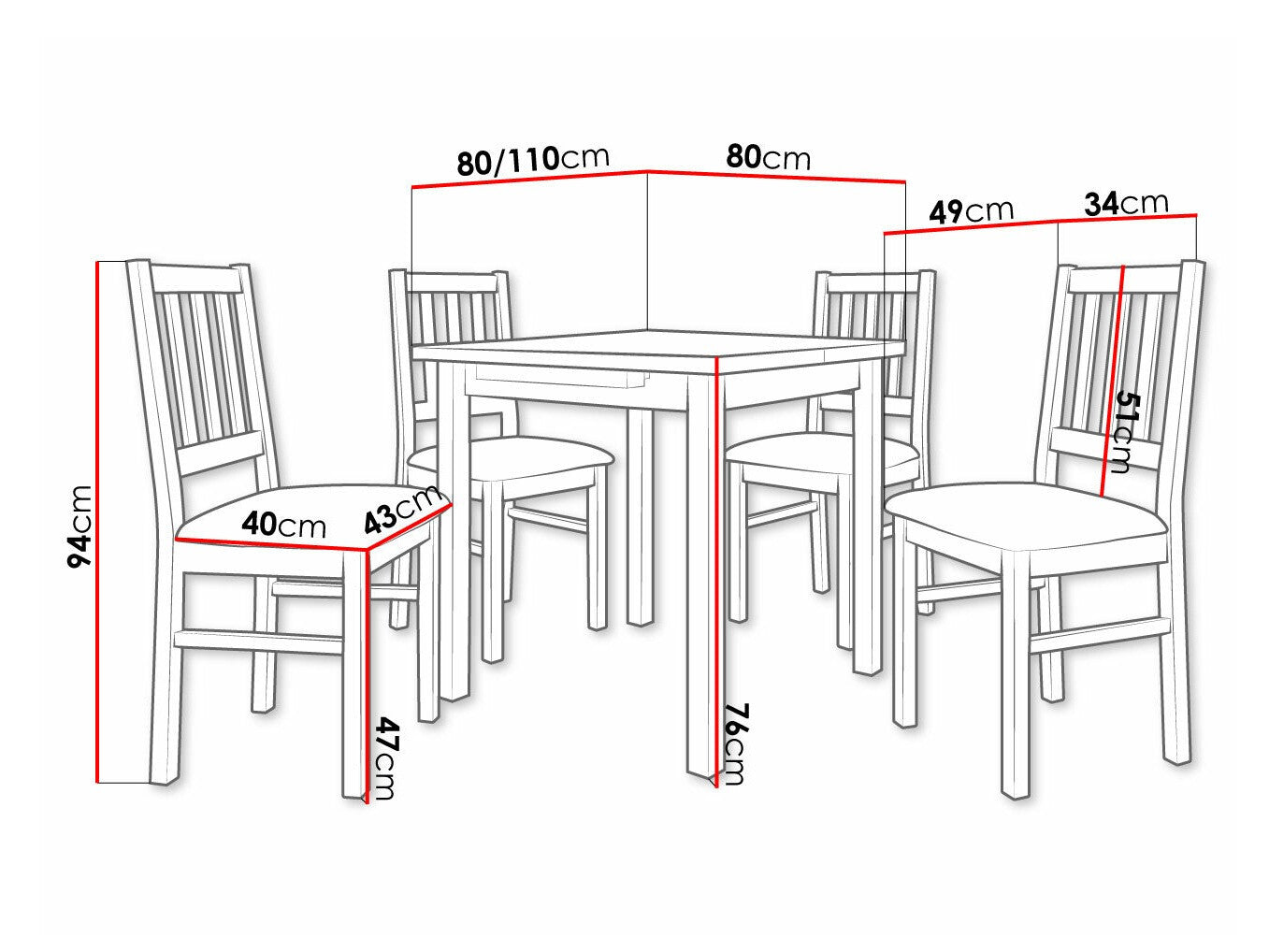 Spisestue-sæt Victorville 314 3980684