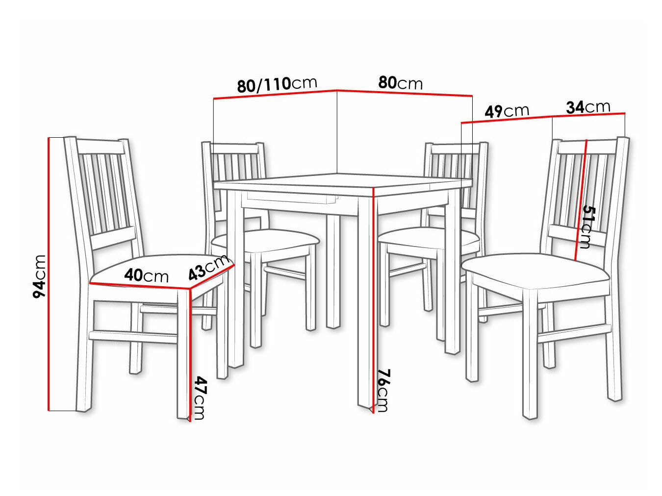 Spisestue-sæt Victorville 314 3980685