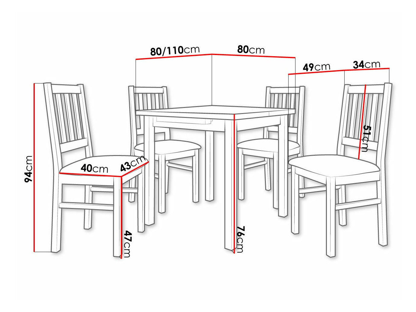 Spisestue-sæt Victorville 314 3980686