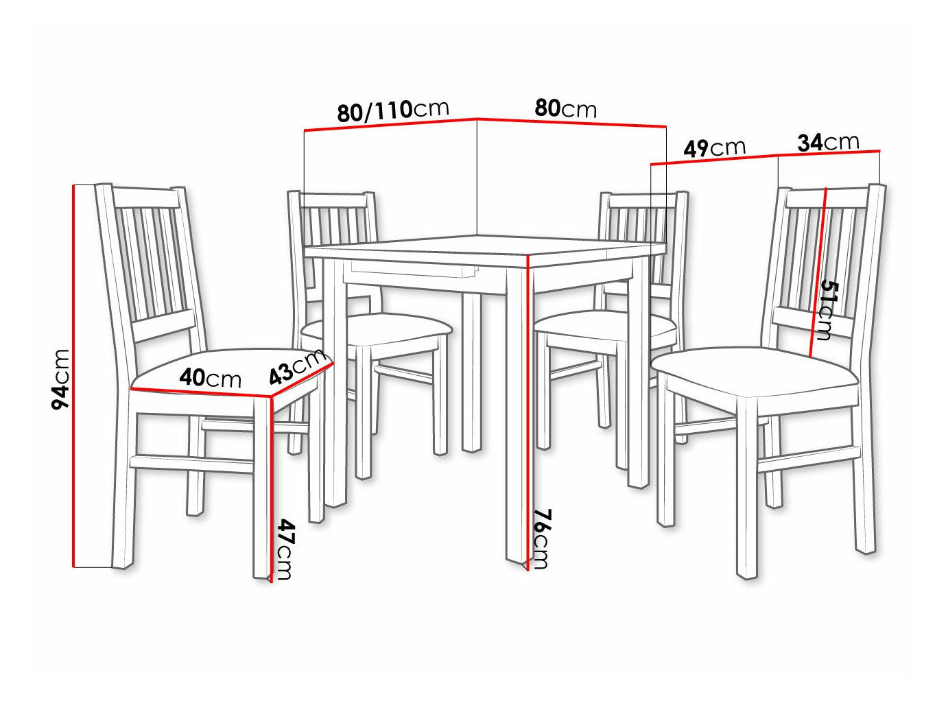 Spisestue-sæt Victorville 314 3980688