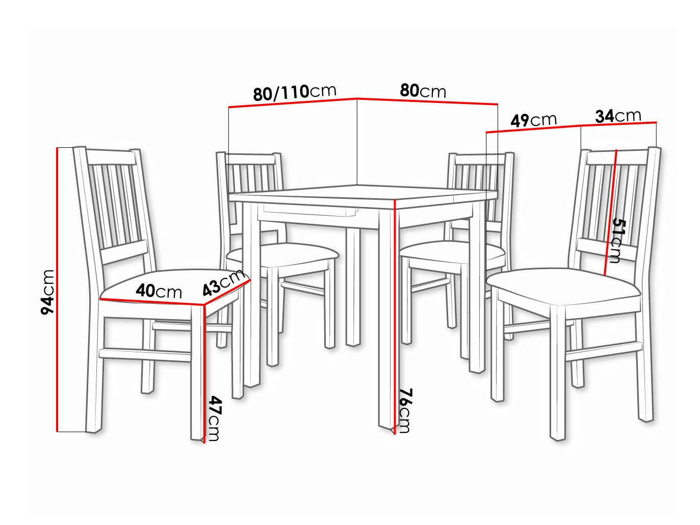 Spisestue-sæt Victorville 314 3980689