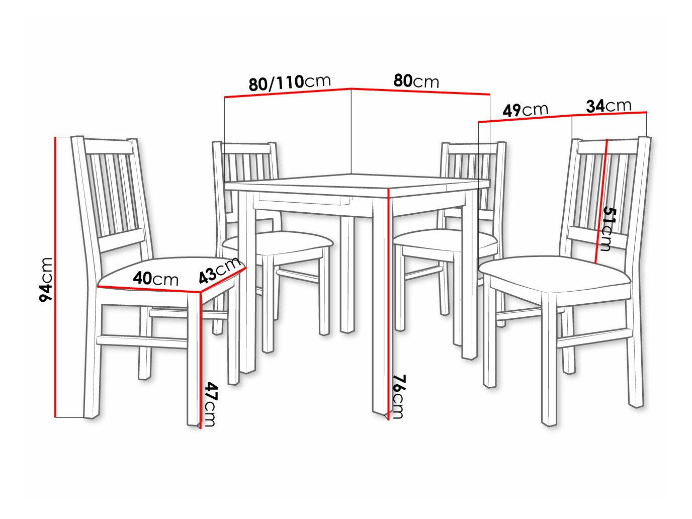 Spisestue-sæt Victorville 314 3980691