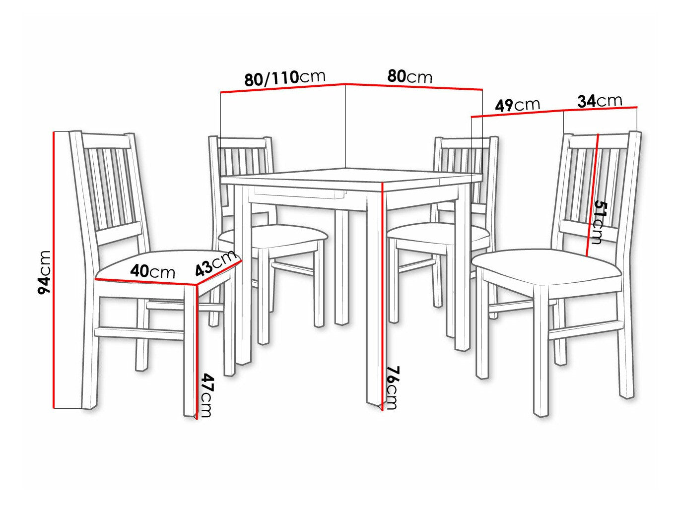 Spisestue-sæt Victorville 314 3980693