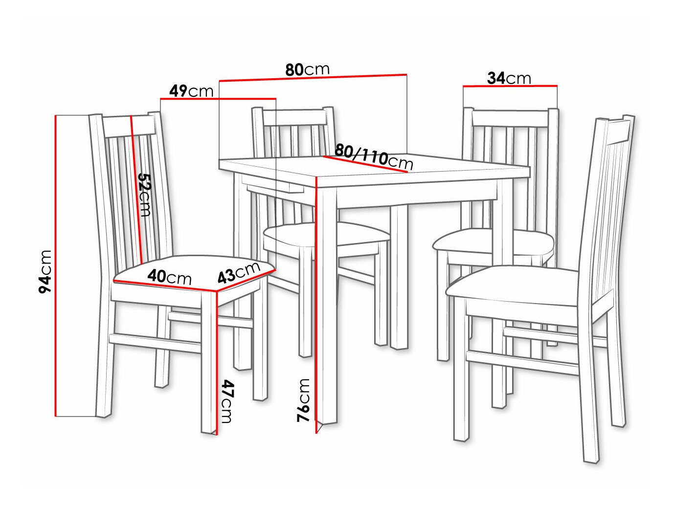 Spisestue-sæt Victorville 319 3980739