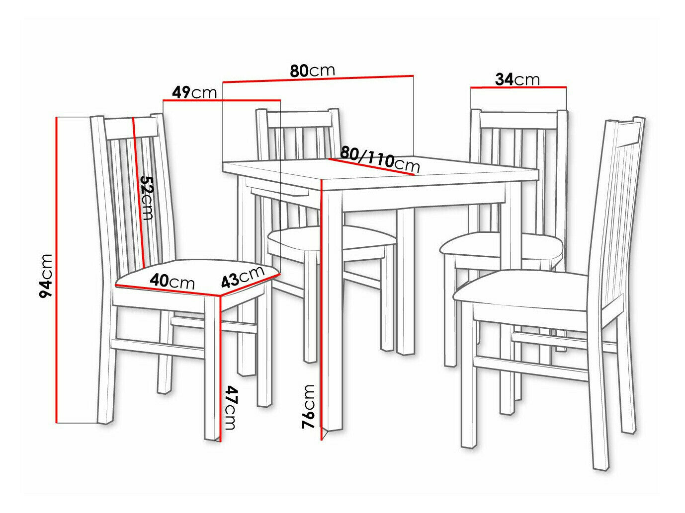 Spisestue-sæt Victorville 319 3980748