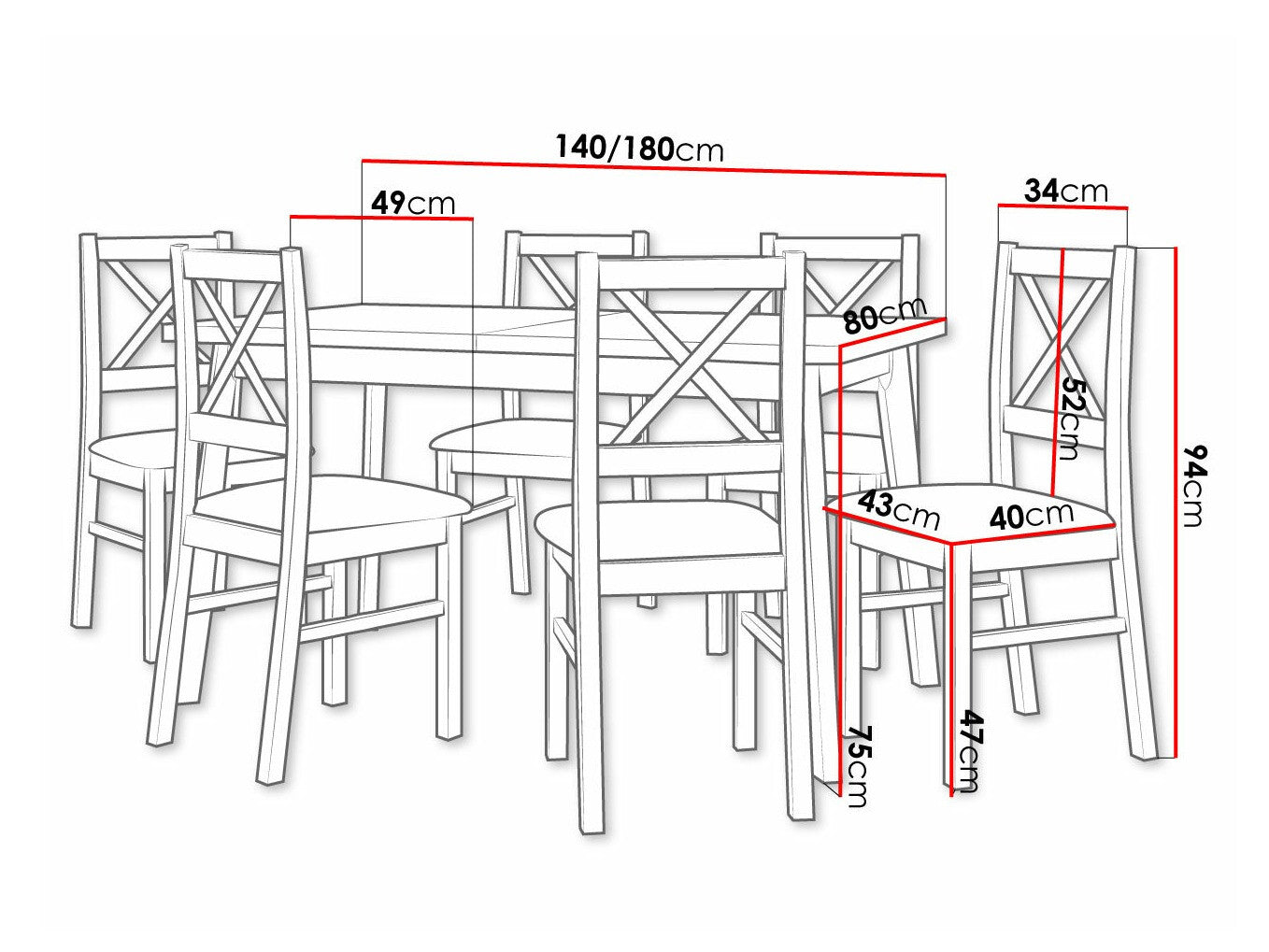 Spisestue-sæt Victorville 316 3980769