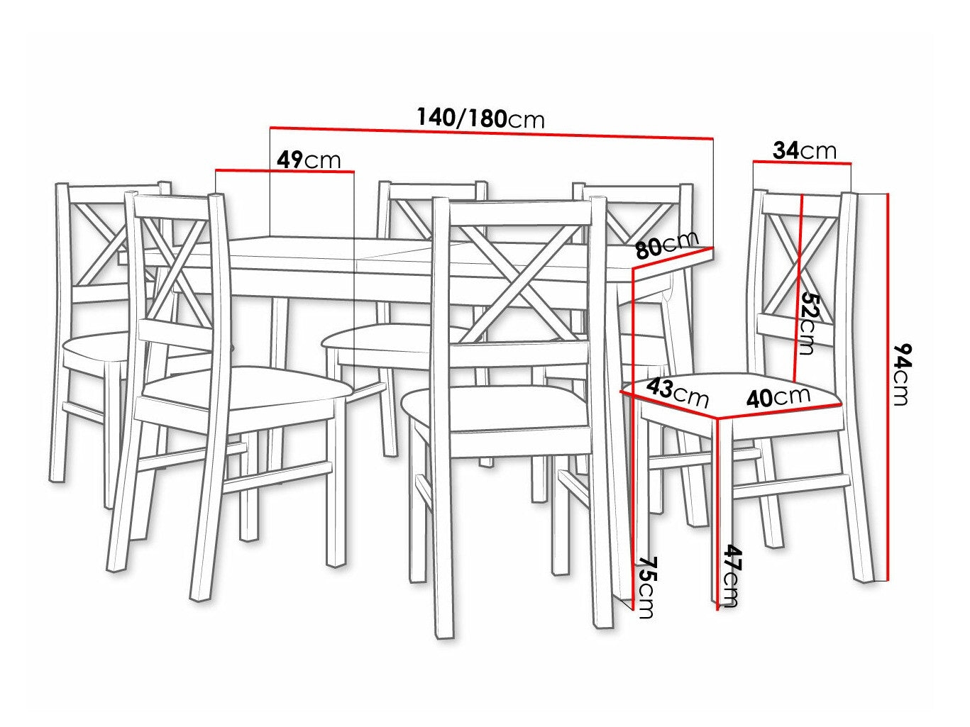 Spisestue-sæt Victorville 316 3980776