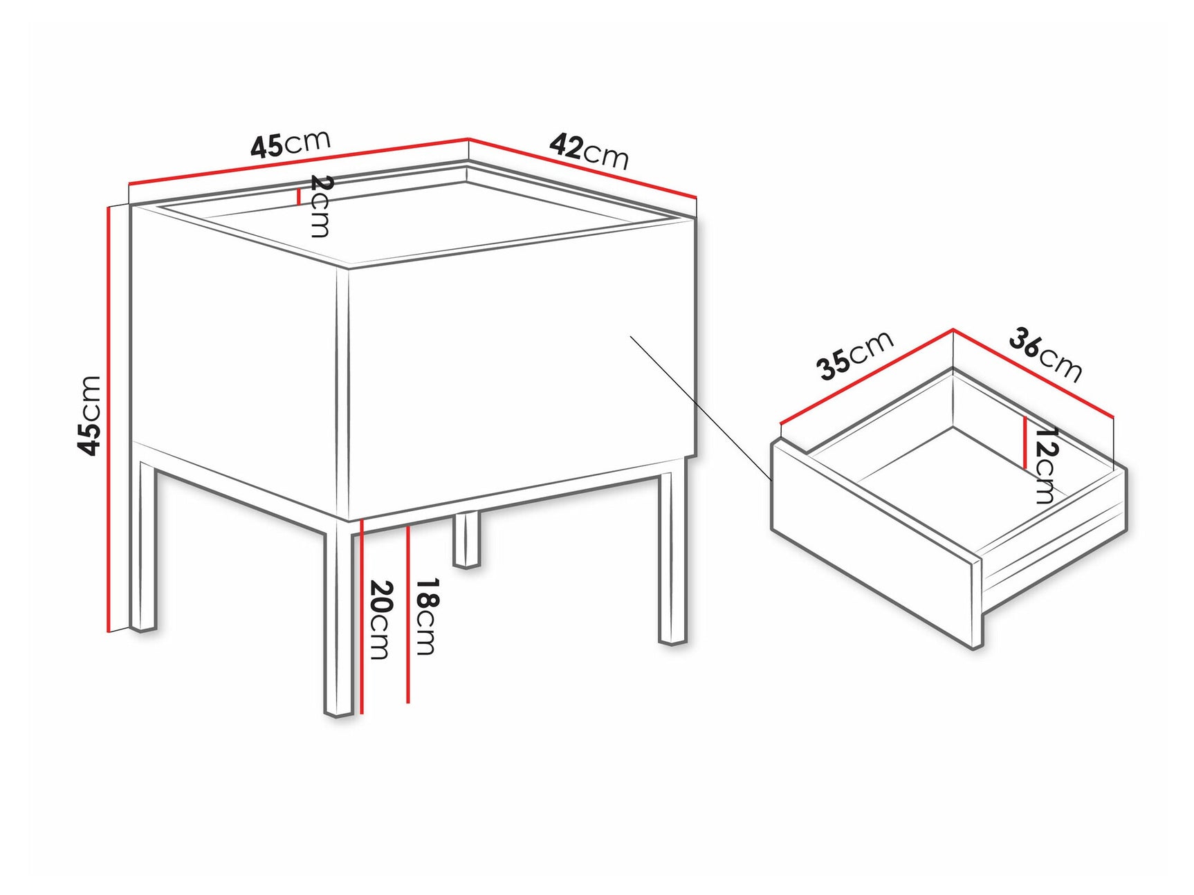 Sengebord Lunole 106