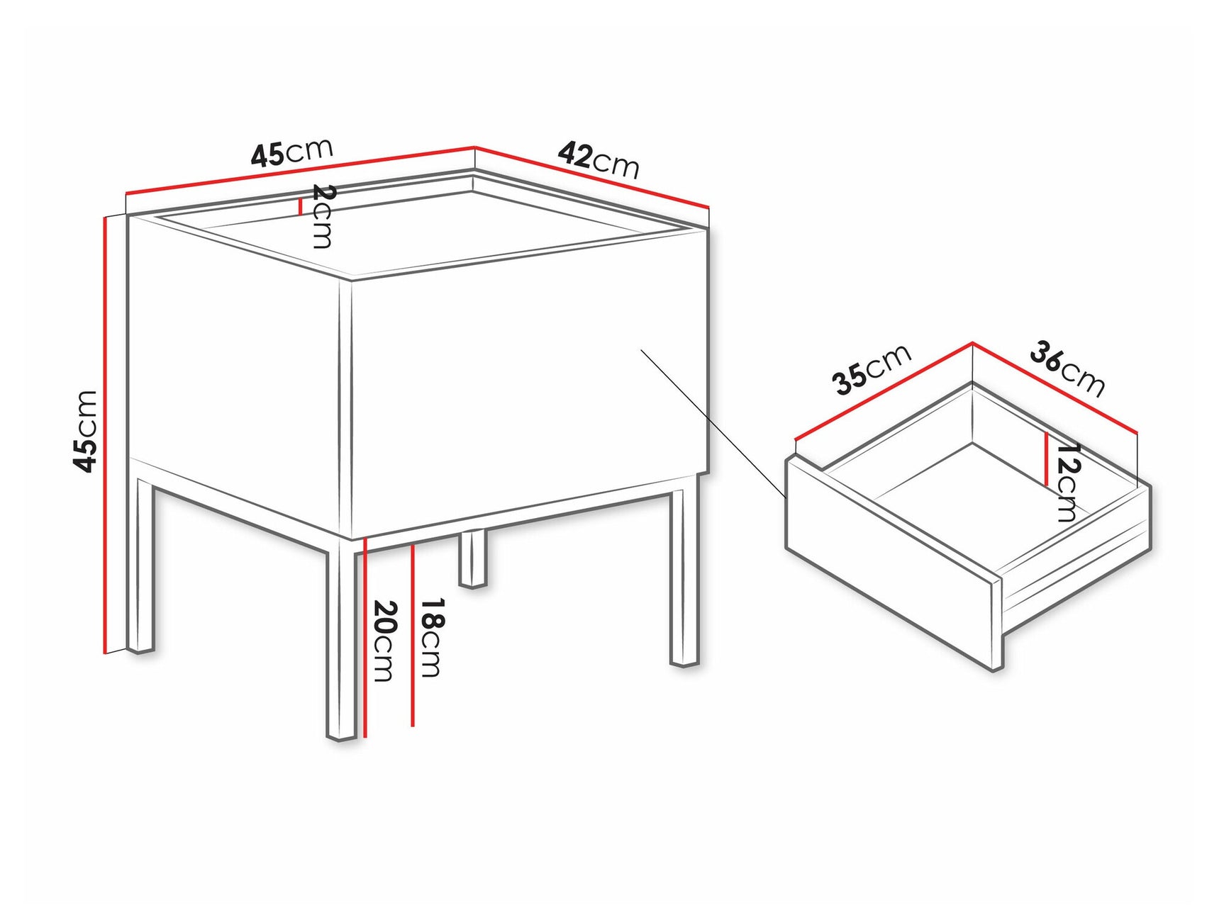 Sengebord Lunole 106