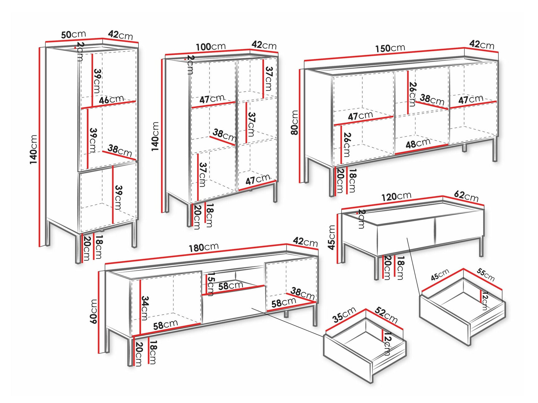 Stuemøbler-sæt Lunole 110