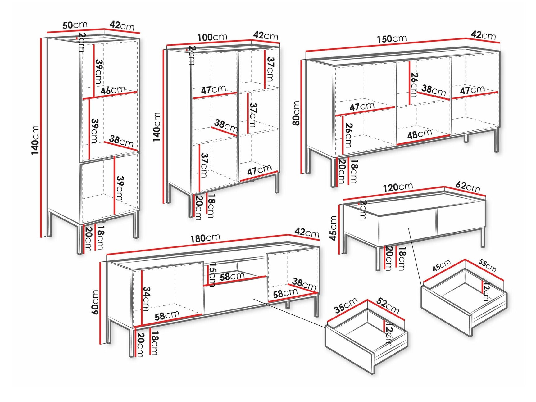 Stuemøbler-sæt Lunole 110