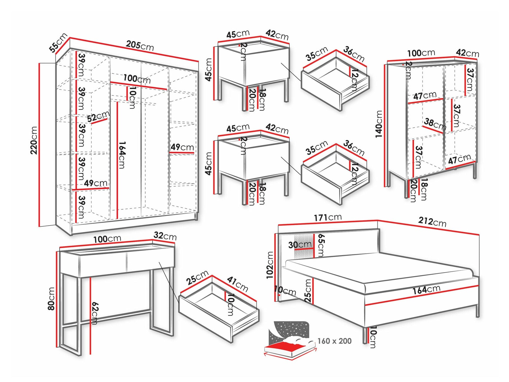 Soveværelses-sæt Lunole 111