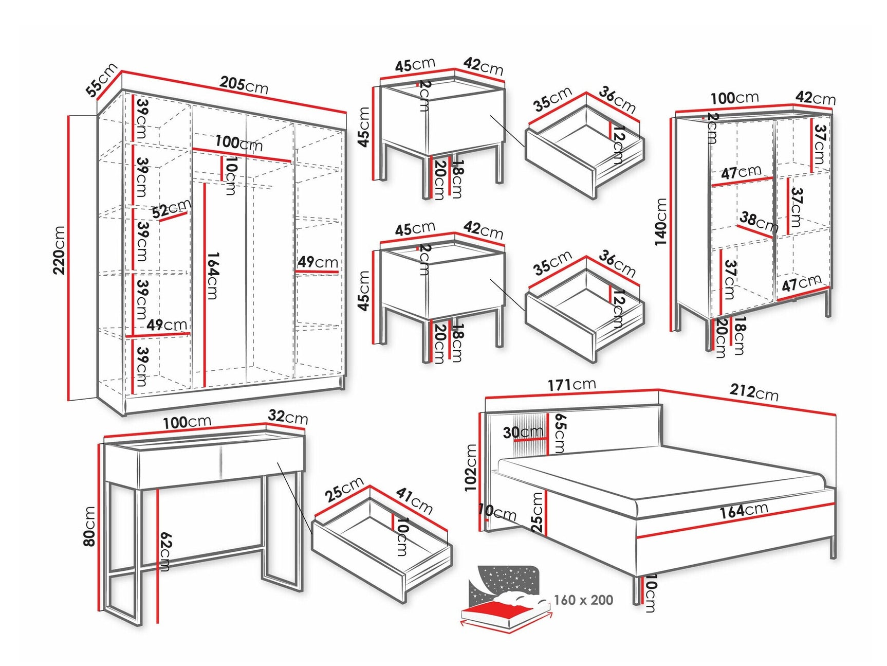 Soveværelses-sæt Lunole 111