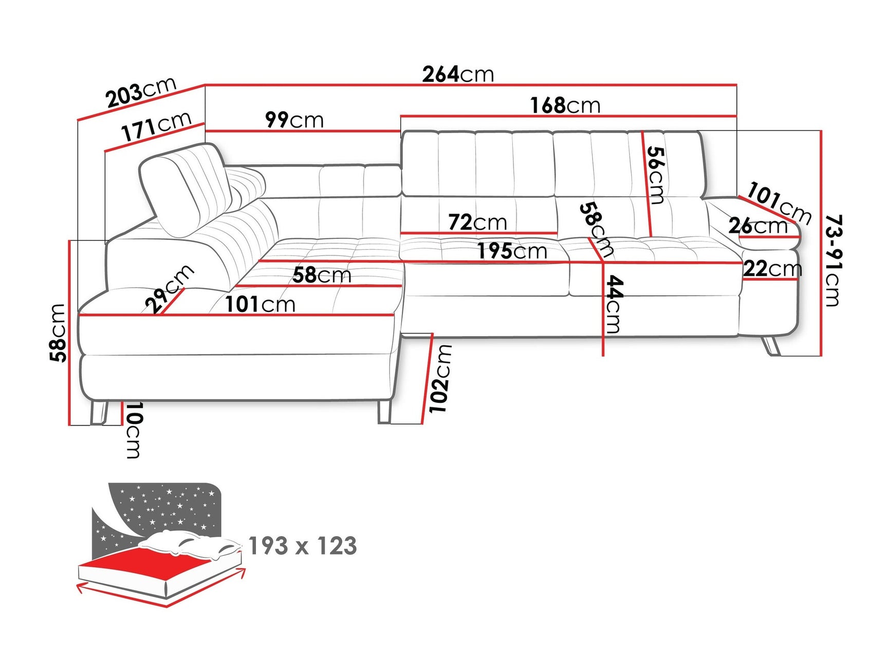 Hjørnesofa Comfivo 207 4002326