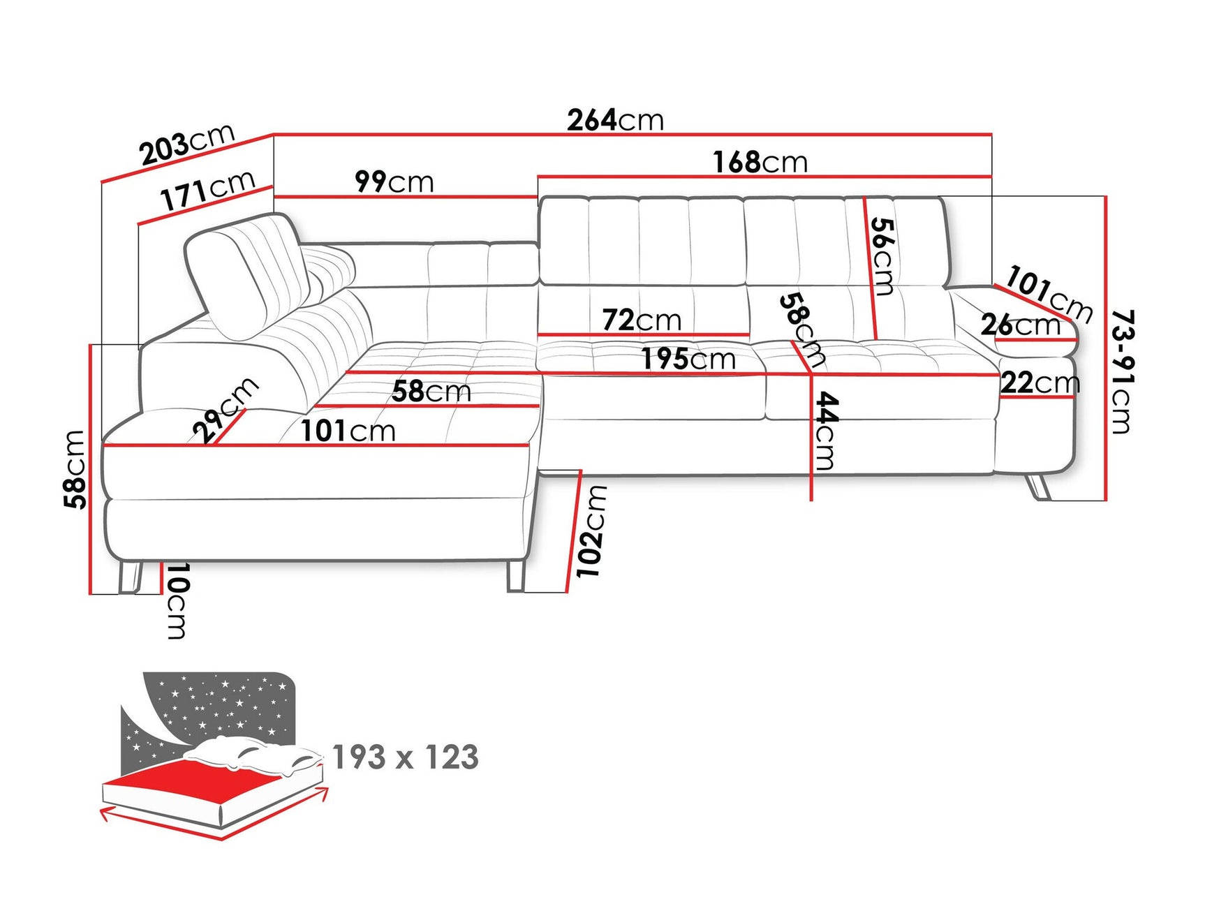 Hjørnesofa Comfivo 207