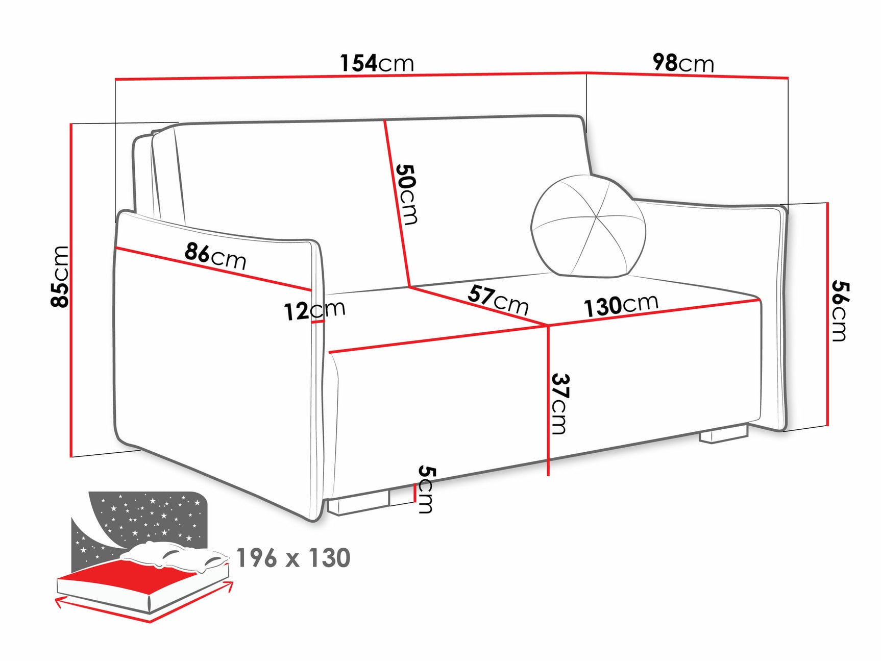 Sovesofa Columbus 220 4015286