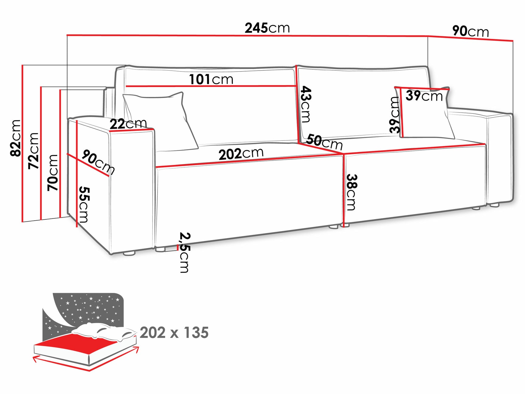 Sovesofa Shelton 105 4047612