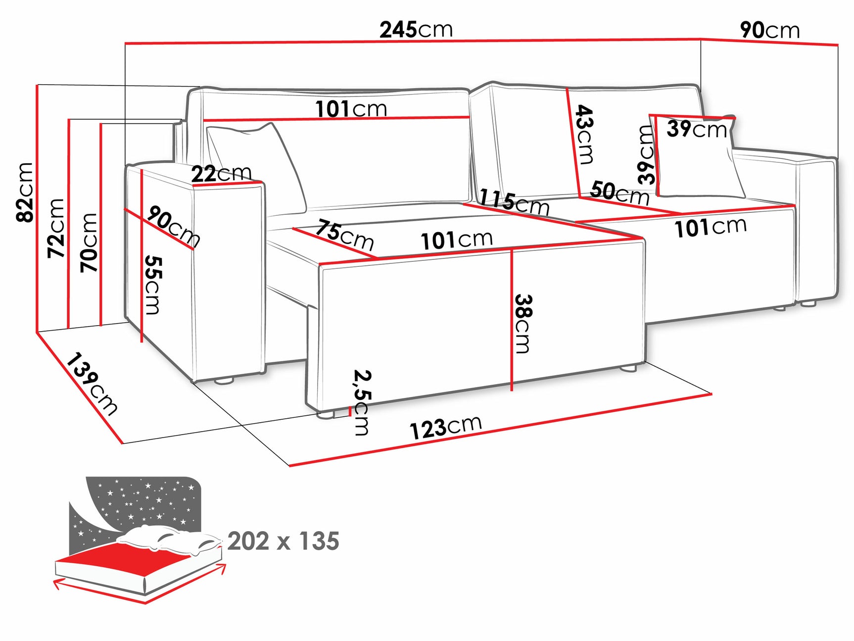 Sovesofa Shelton 106 4047632