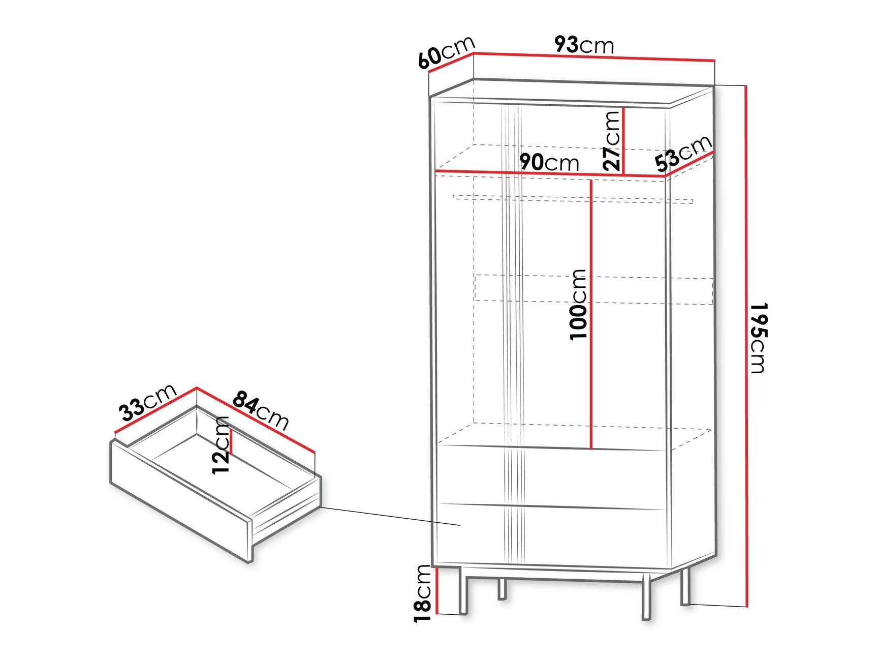 Garderobeskab Levali 100