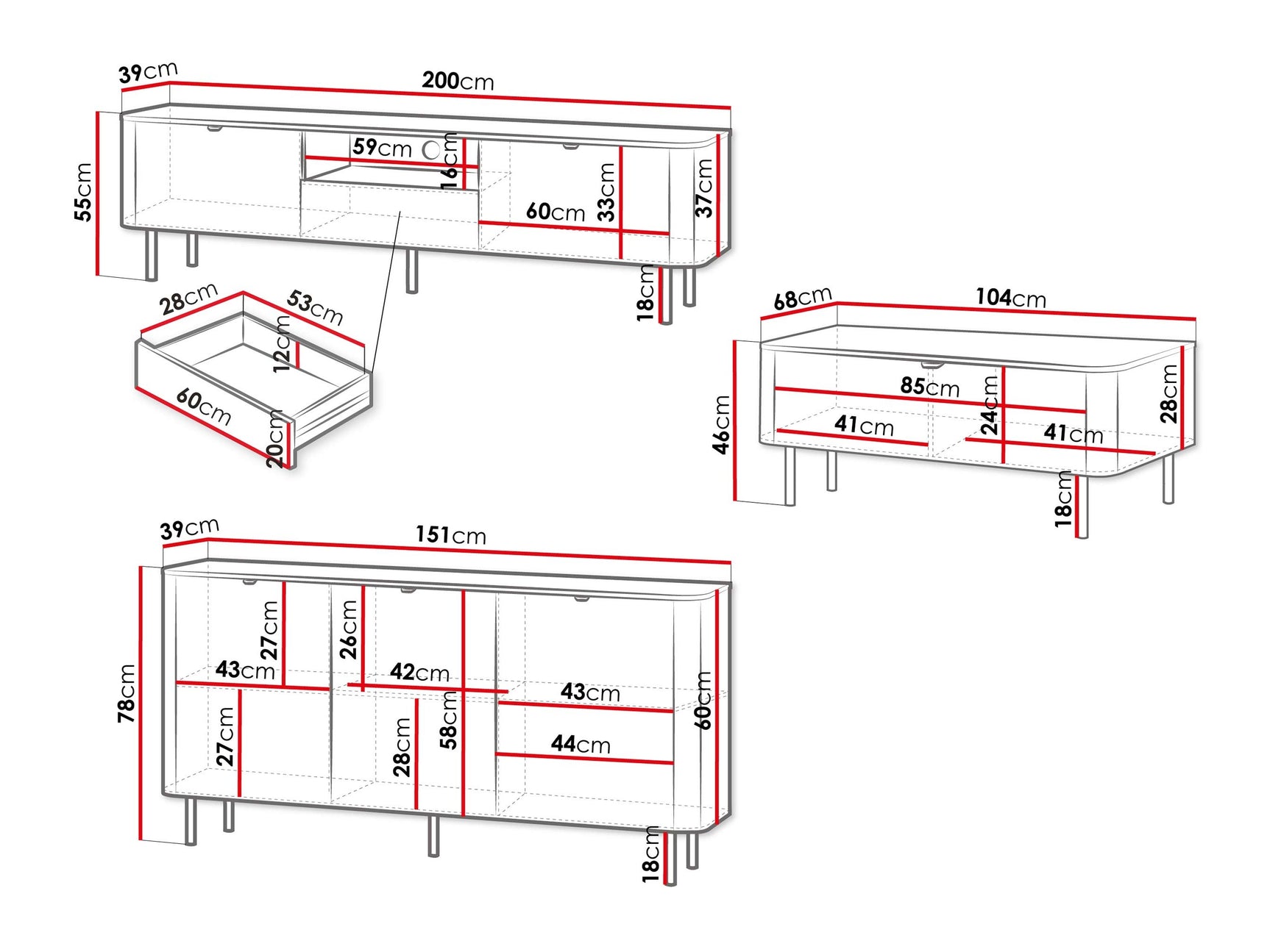 Stuemøbler-sæt Tebeni 104